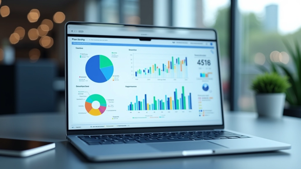 Business Analytics Dashboard mit Datenvisualisierung, IT-Analyse, Geschäftskennzahlen auf Monitor