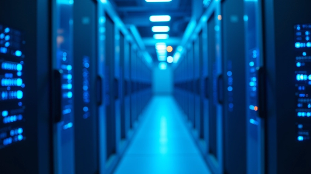 Digitale Infrastruktur mit Glasfaser-Kabeln, Rechenzentrum mit blauem LED-Licht, Serverraum Technologie